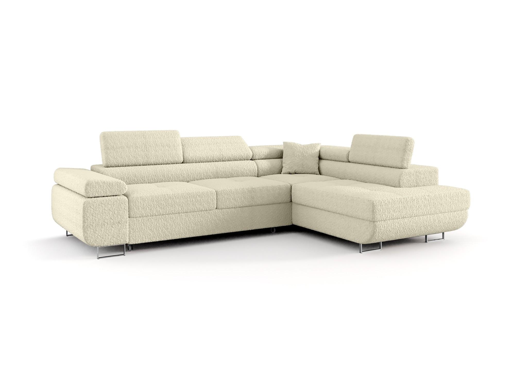 ECKSOFA Monaro Mit Schlaffunktion - Creme, Holzwerkstoff/Textil (275/202cm) - Fun Möbel