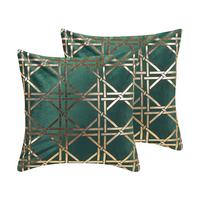 DEKOKISSEN 2er-Set Dunkelgrün 45/45 cm Cassia - Dunkelgrün, Textil (45/45cm) - Beliani