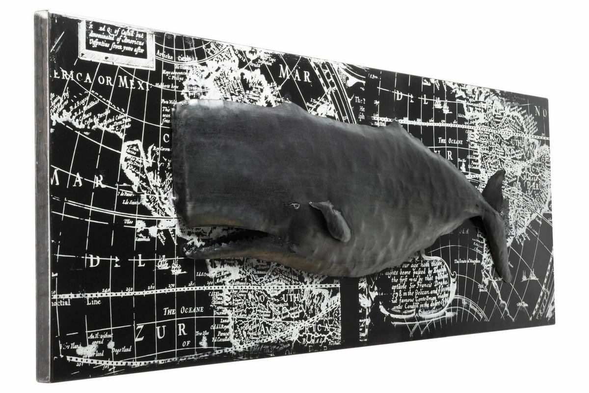 METALLBILD Schwarz-Weiß 144/44 cm - Schwarz, Metall (5.8/44cm) - KUNSTLOFT