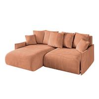 ECKSOFA Ottomane links ONESK-L-v1 216x177x72 Koralle Velours - Koralle, Holzwerkstoff/Kunststoff (216/177cm) - ALTDECOR