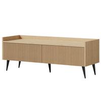 LOWBOARD Amfali mit 2 Klapptüren, geriffelte Fronten, Push-to-open, Metallbeine, 120 cm, Frühlings-Eiche - Eichefarben/Schwarz, Holzwerkstoff/Metall (121/45/41cm) - Beautysofa