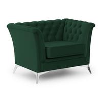 CHESTERFIELD-SESSEL Whitby Flaschengrün Samt mit silbernen Füßen - Dunkelgrün/Silberfarben, Holz/Textil (116/78/82cm) - S-Style Möbel