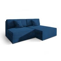 ECKSOFA FIORO M Blau Velours-Stoff mit Schlaffunktion - Blau/Grau, Holz/Kunststoff (204/148cm) - MASSENO