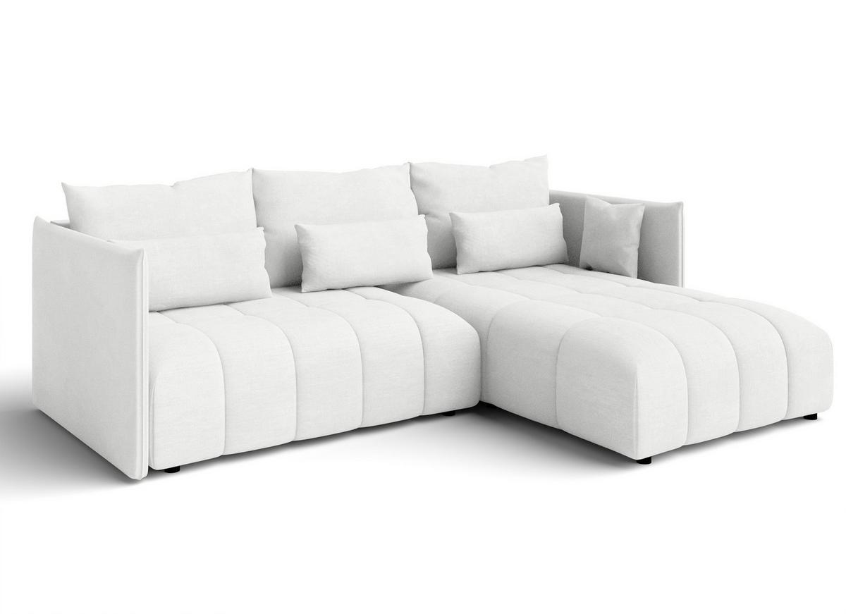 ECKSOFA L Form Cosmova Weiß 248/180/83 cm mit Schlaffunktion - Schwarz/Weiß, Kunststoff/Textil (248/180cm) - AX Living