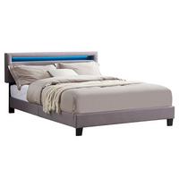 POLSTERBETT MIT LED LEXINGTON 140x200 cm grau - Grau, Textil (140/200cm) - CARO-Möbel