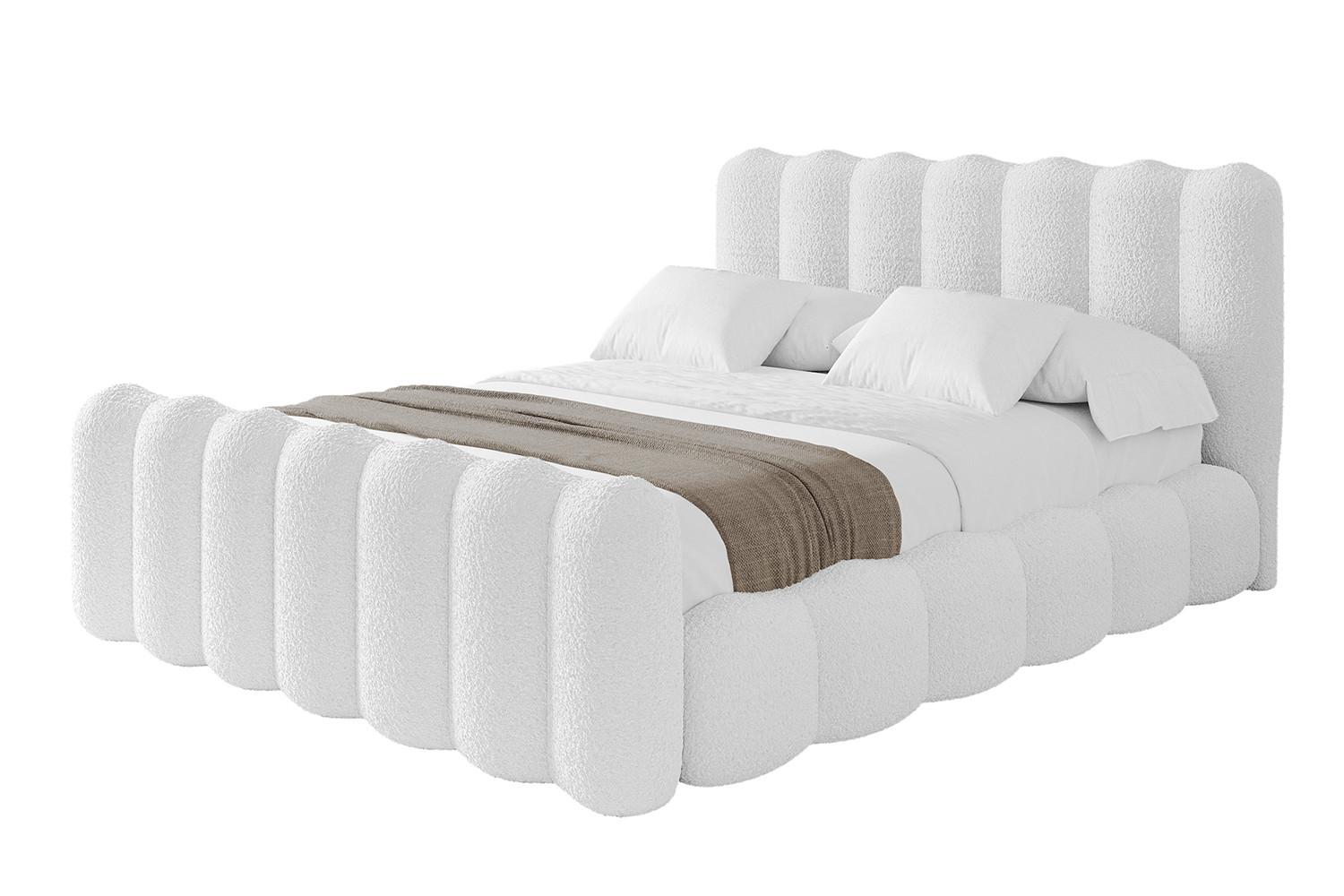 POLSTERBETT mit Bettkasten, Fußteil und Lattenrost, Boxbett ohne Matratze - SORA-Z 180x200 Weiß - Weiß, Holzwerkstoff/Textil (180/200cm) - ALTDECOR