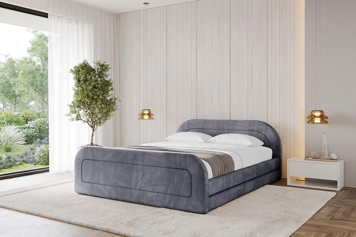 POLSTERBETT mit Bettkasten, Fußteil und Lattenrost, Boxbett ohne Matratze - LERIS-v1-Z 180x200 Dunkelgrau - Dunkelgrau, Holzwerkstoff/Textil (180/200cm) - ALTDECOR