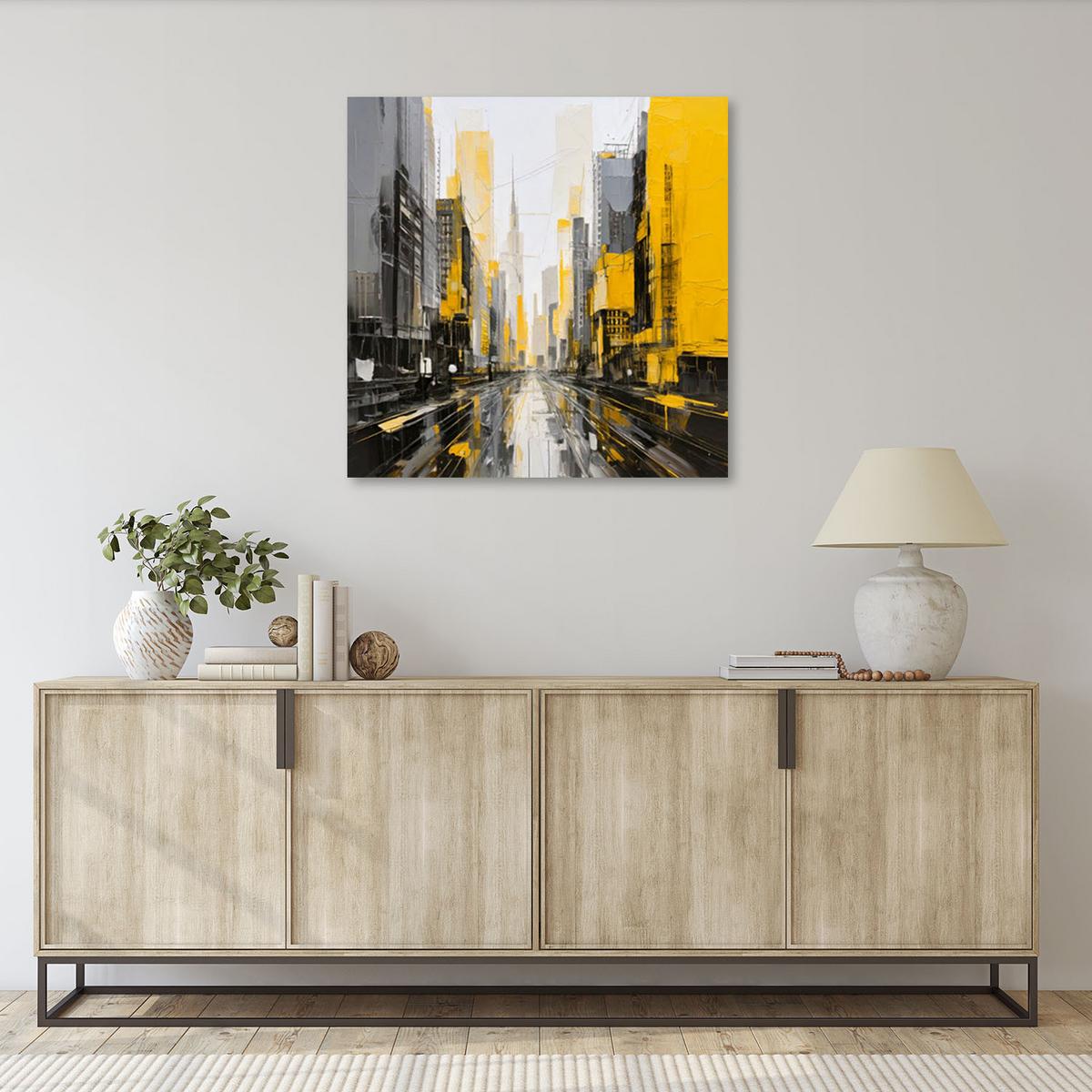 LEINWANDBILD Moderne Stadt Gelb 40x40cm - Gelb, Textil (40/40cm) - Feeby
