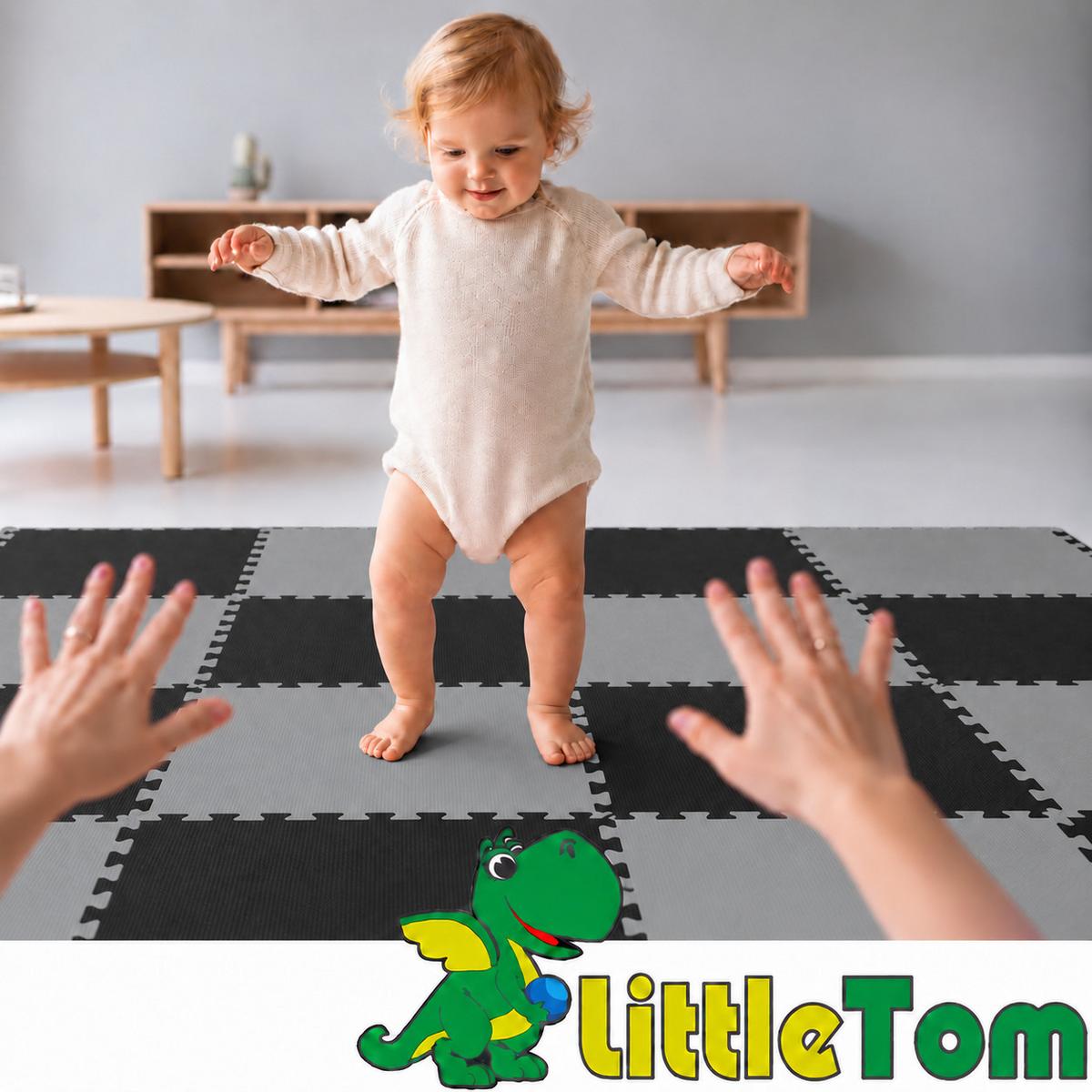 SPIELMATTE ab Null - 180/90 cm Puzzlematte Schwarz - Multicolor, Kunststoff (30/30cm) - Littletom