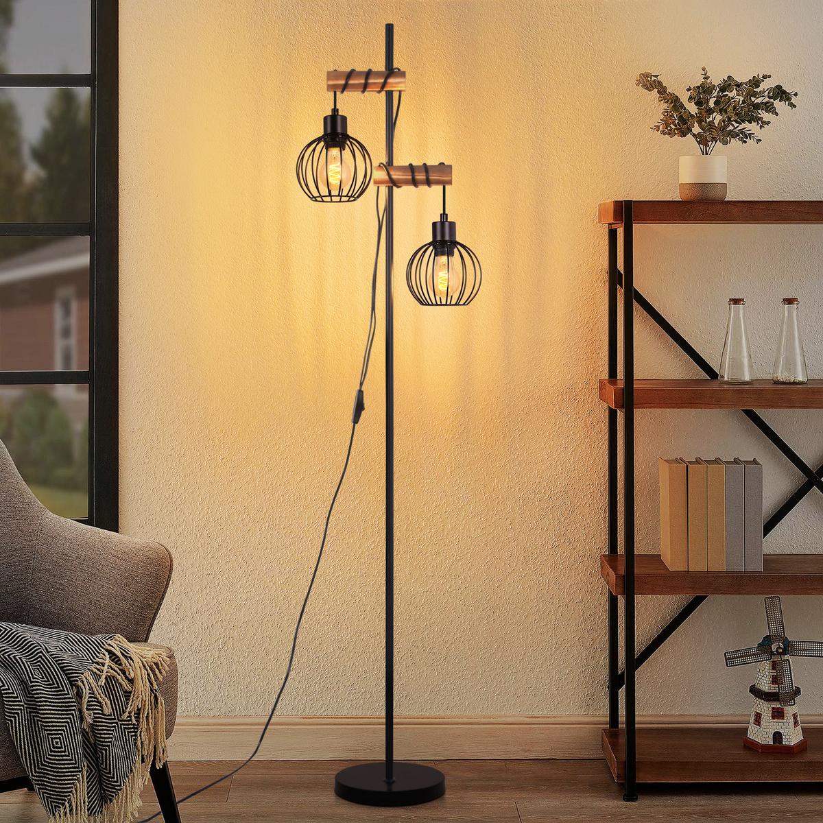 STEHLAMPE Anikad 22/22/152 cm - Schwarz, Holz (22/22/152cm) - ZMH