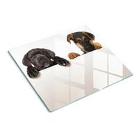 GLASPLATTE 60x52 cm Drei Welpen - Dunkelbraun, Glas (60/52cm) - TULUP