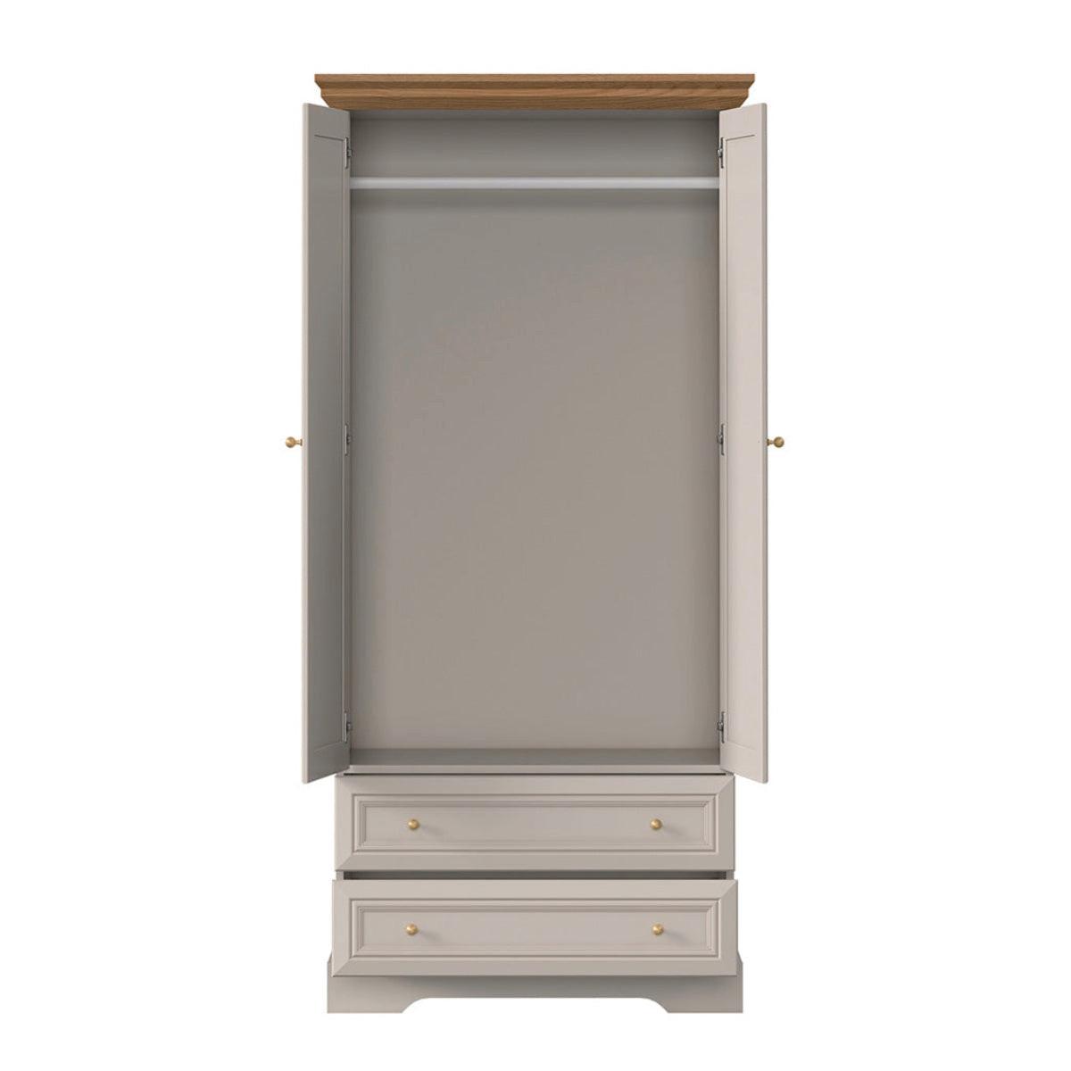 SCHRANK 2 Türen Dulci Kaschmir und Holz - Beige, Holzwerkstoff (88.4/188.8/55.2cm) - Petits-meubles