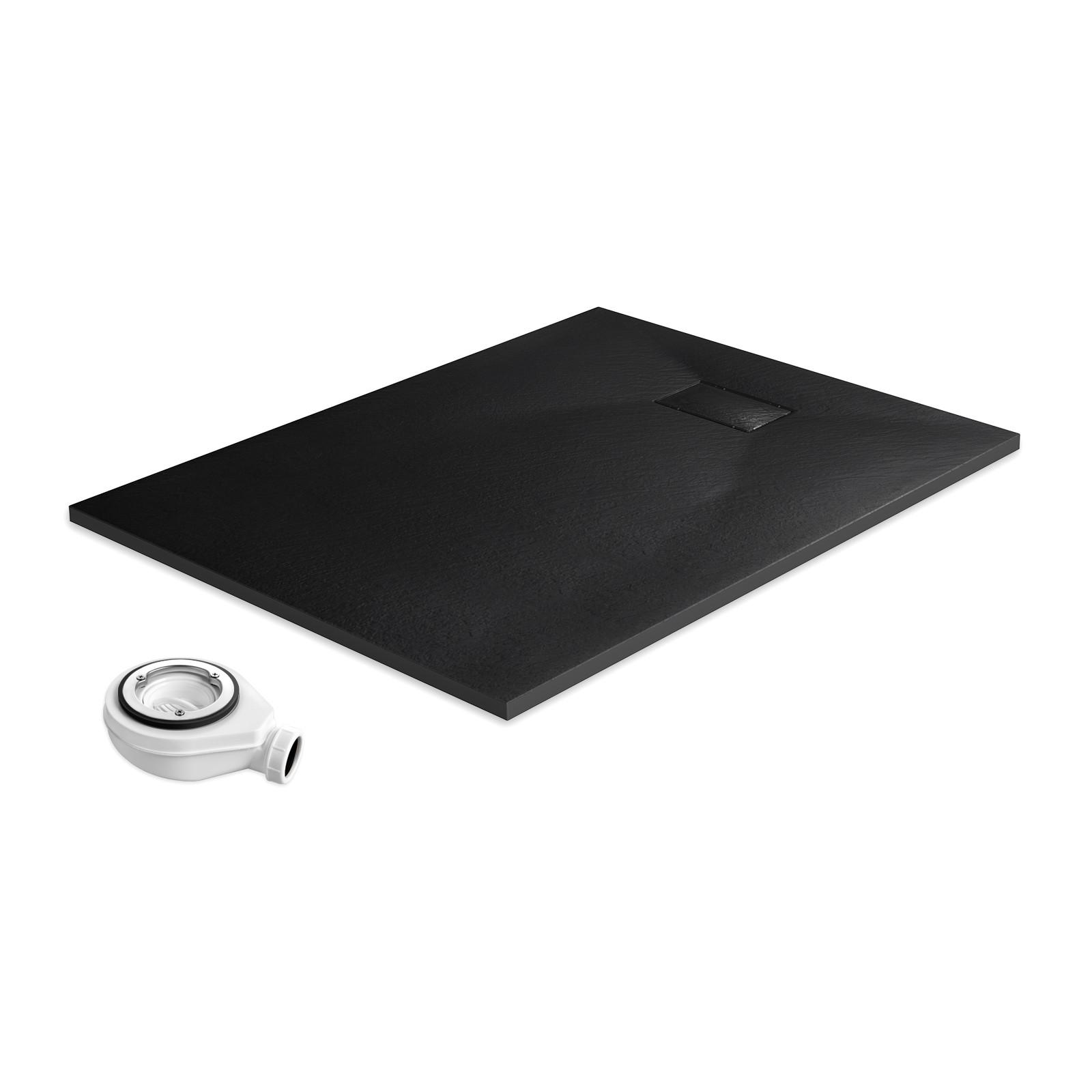 DUSCHWANNE inkl. Ablaufgarnitur Schwarz 120/90 cm - Schwarz, Kunststoff (90/2.6/120cm) - EMKE