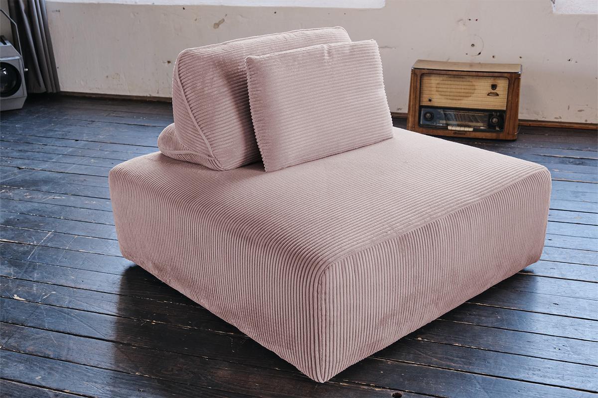 HOCKER MIT RÜCKENKISSEN WIOLO SOFT Pink Cord - Schwarz/Rosa, Kunststoff/Textil (111/84/111cm) - KAWOLA
