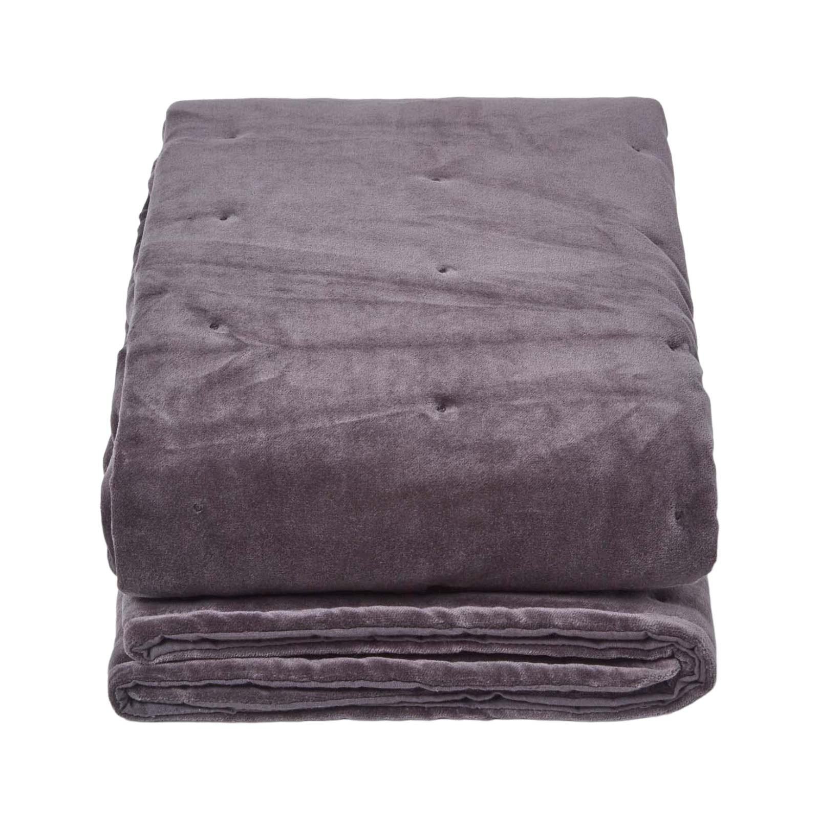 SAMT-KUSCHELDECKE 120/150 cm, Baumwolle wattiert - Dunkelgrau, Textil (125/150cm) - Homescapes