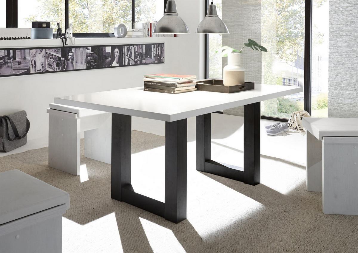 ESSZIMMERTISCH Eila 8 180 x 90 x 75 Esstisch Schwarzstahl/Weiß Matt Lack - Weiß, Holz (180/90/75cm) - 58aufmkessel