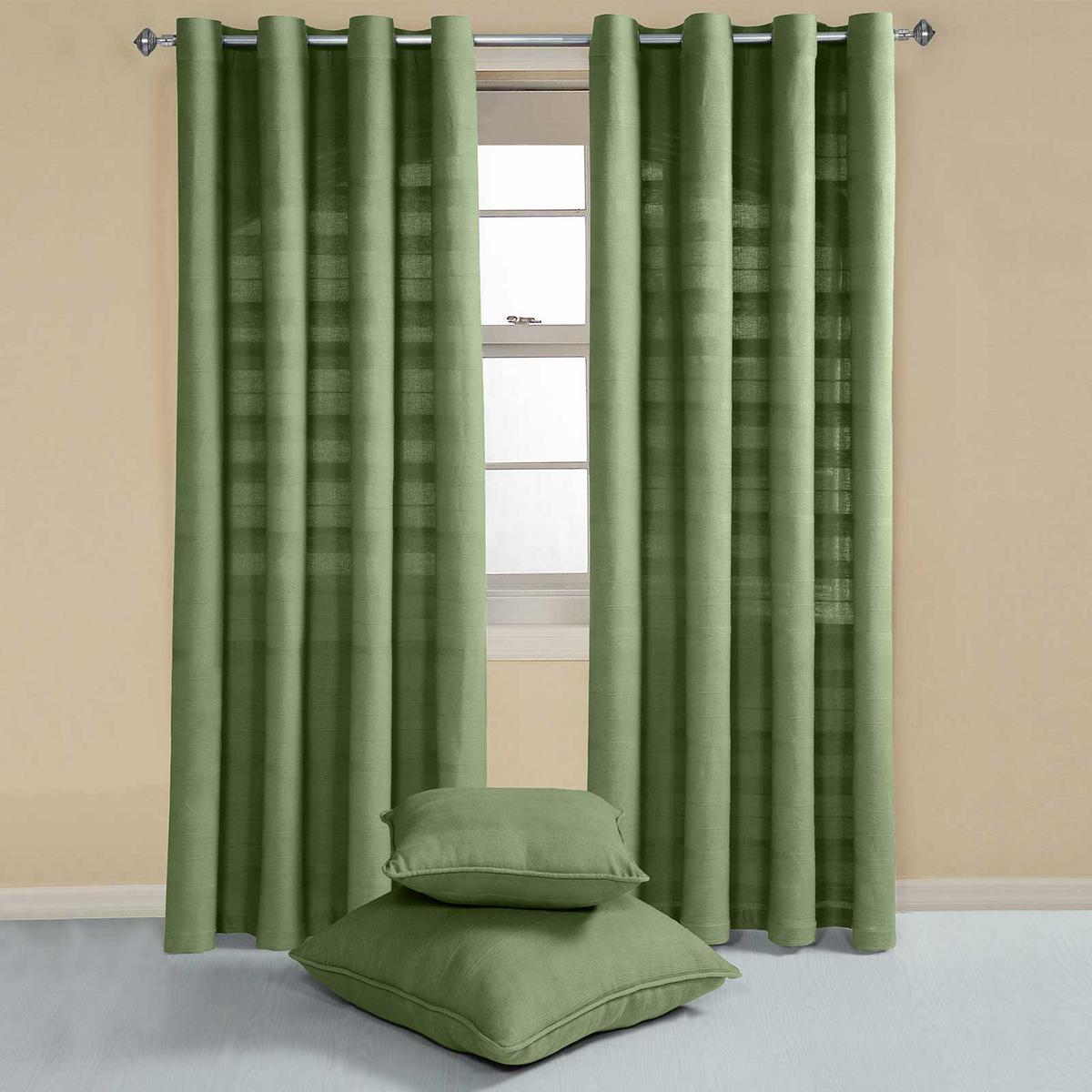 ÖSENVORHANG Rajput blickdicht 2er-Set, 167/182 cm - Olivgrün, Textil (167/182cm) - Homescapes