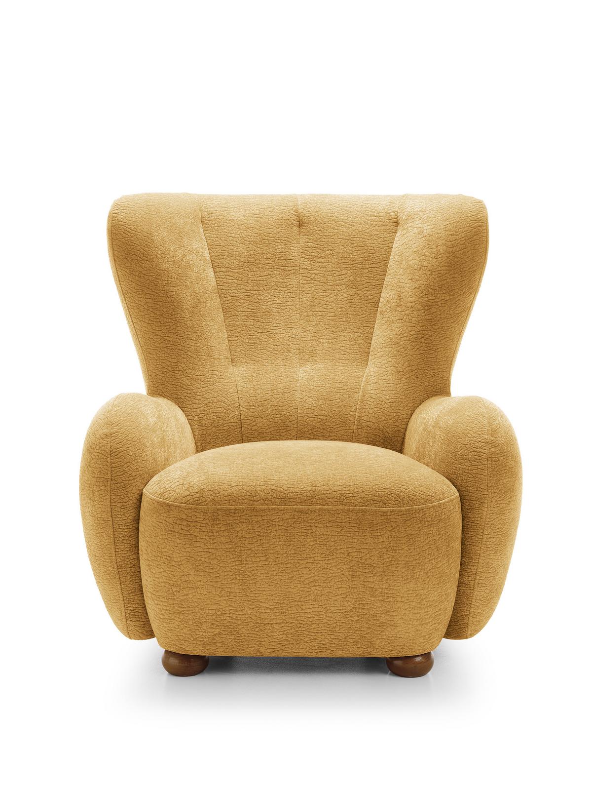 SESSEL MIST, Polstersessel Klassisch Loungesessel, Chenille-Stoff Gelb - Gelb, Holz/Holzwerkstoff (88/91/100cm) - MASSENO