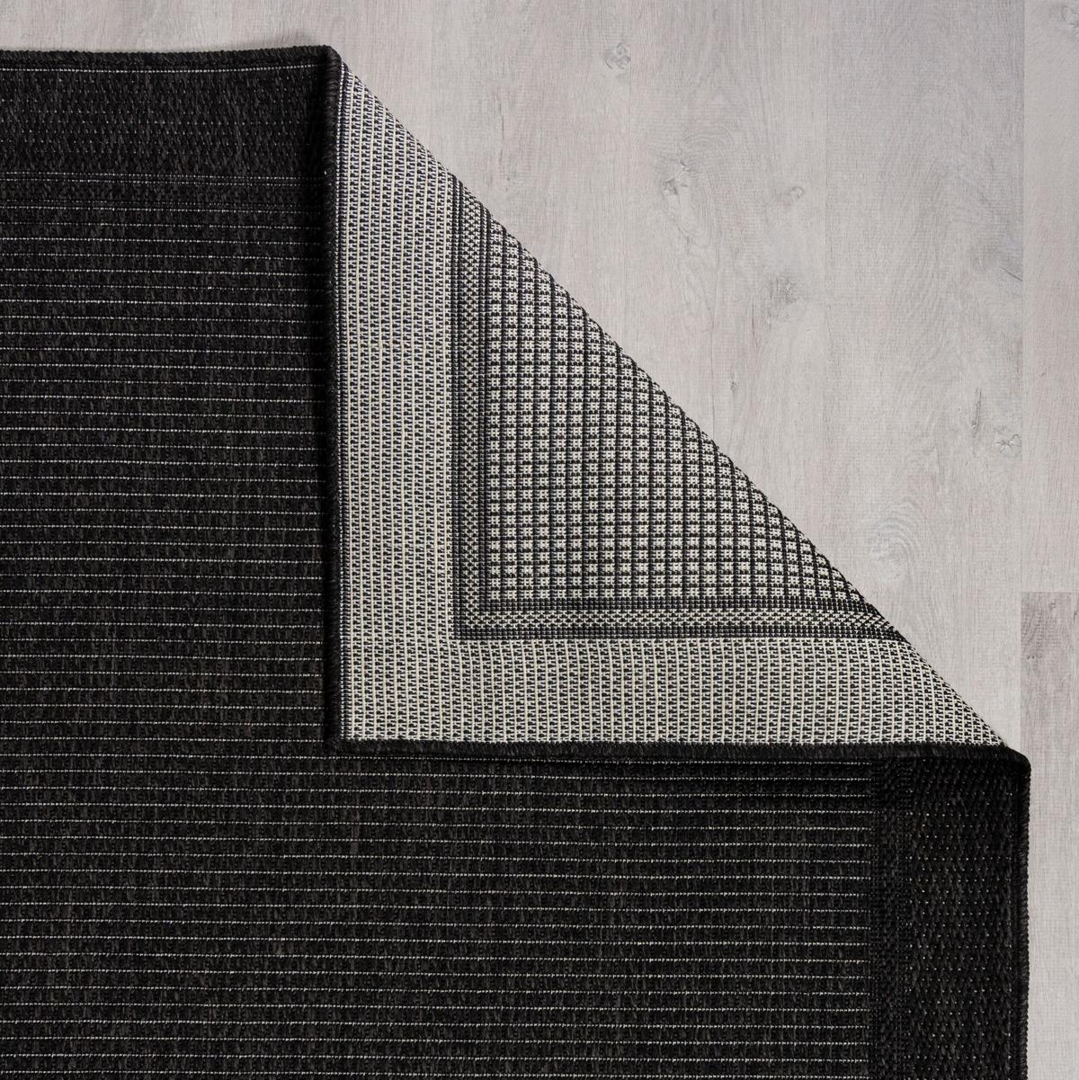 OUTDOORTEPPICH Waschbar USK, mit Bordüre, Schwarz, 80 x 150 cm - Schwarz, Textil (80/150cm) - KADIMA DESIGN