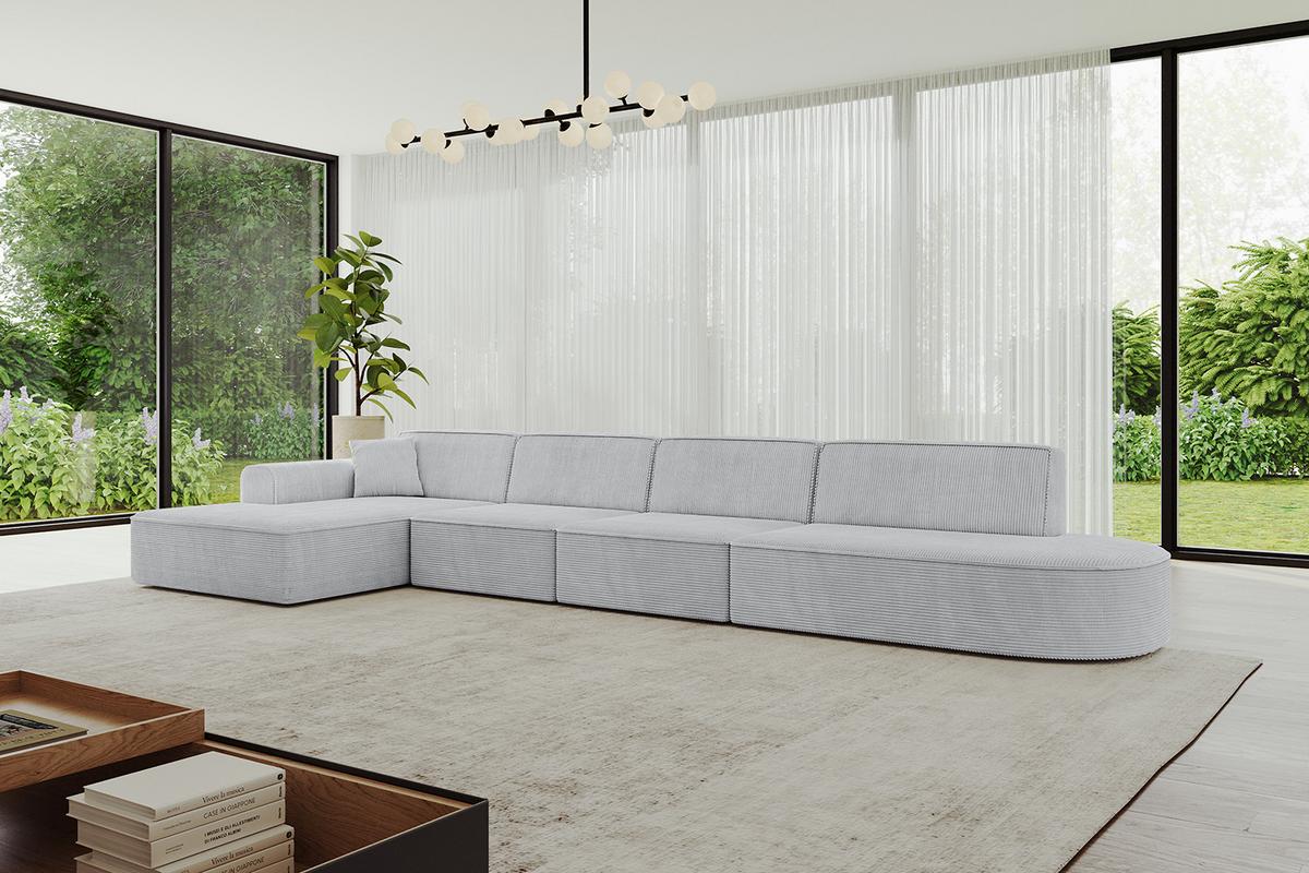 ECKSOFA Ottomane Links IREA-L3-v3 - 412x165x77 cm Grau - Grau, Holzwerkstoff/Textil (412/165cm) - ALTDECOR