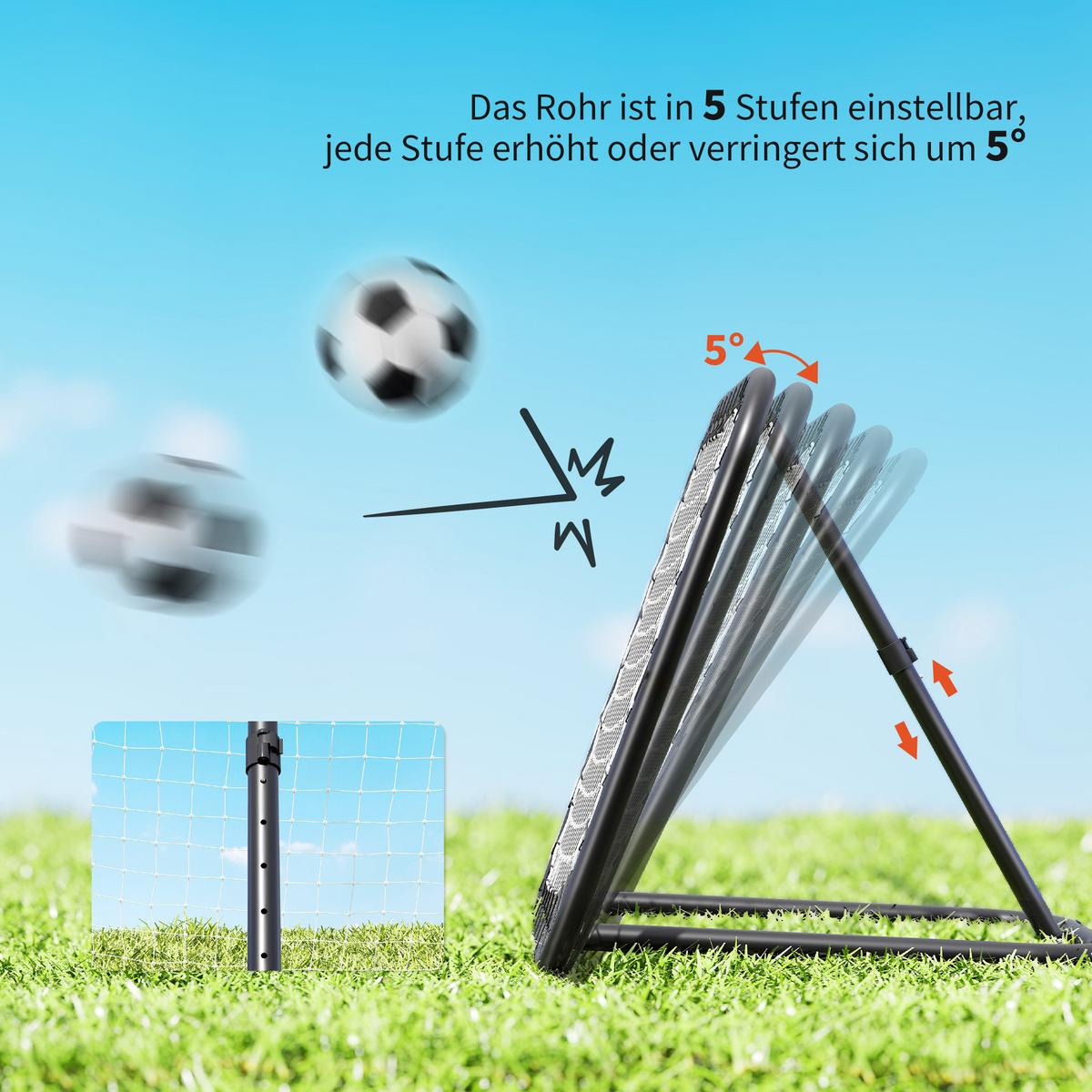 FUSSBALL Rebounder klappbar Kickback Tor Rückprallwand verstellbar Metall Schwarz - Schwarz, Metall (84/78cm) - HOMCOM