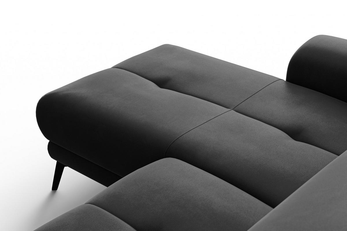 ECKSOFA FIERO 4-Sitzer LINKS, Schwarzer Veloursstoff - Schwarz, Holz/Textil (288/170cm) - Courtois Laville