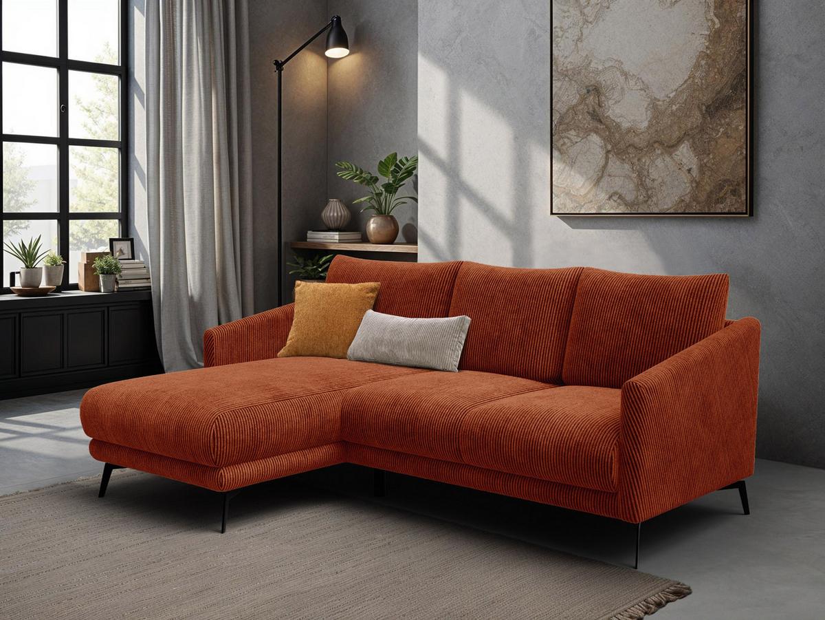 ECKSOFA VILT 3-Sitzer, orange - Schwarz/Orange, Holzwerkstoff/Textil (221/156cm) - Wozimo