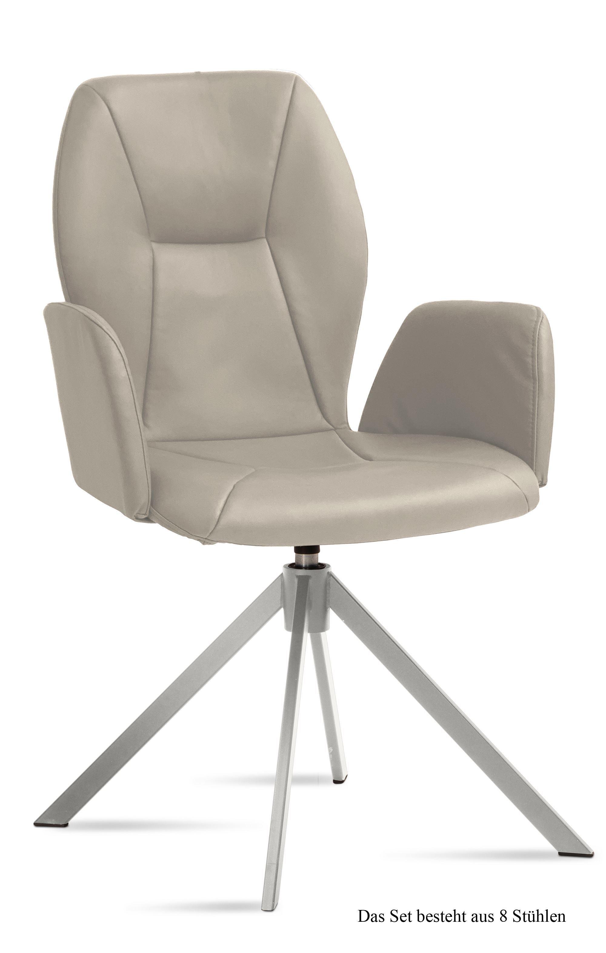 ARMLEHNSTUHL drehbar (8er-Set) Dedenia 58x92x60 Edelstahl/Natur - Edelstahlfarben/Naturfarben, Kunststoff (60/92/58cm) - 58aufmkessel
