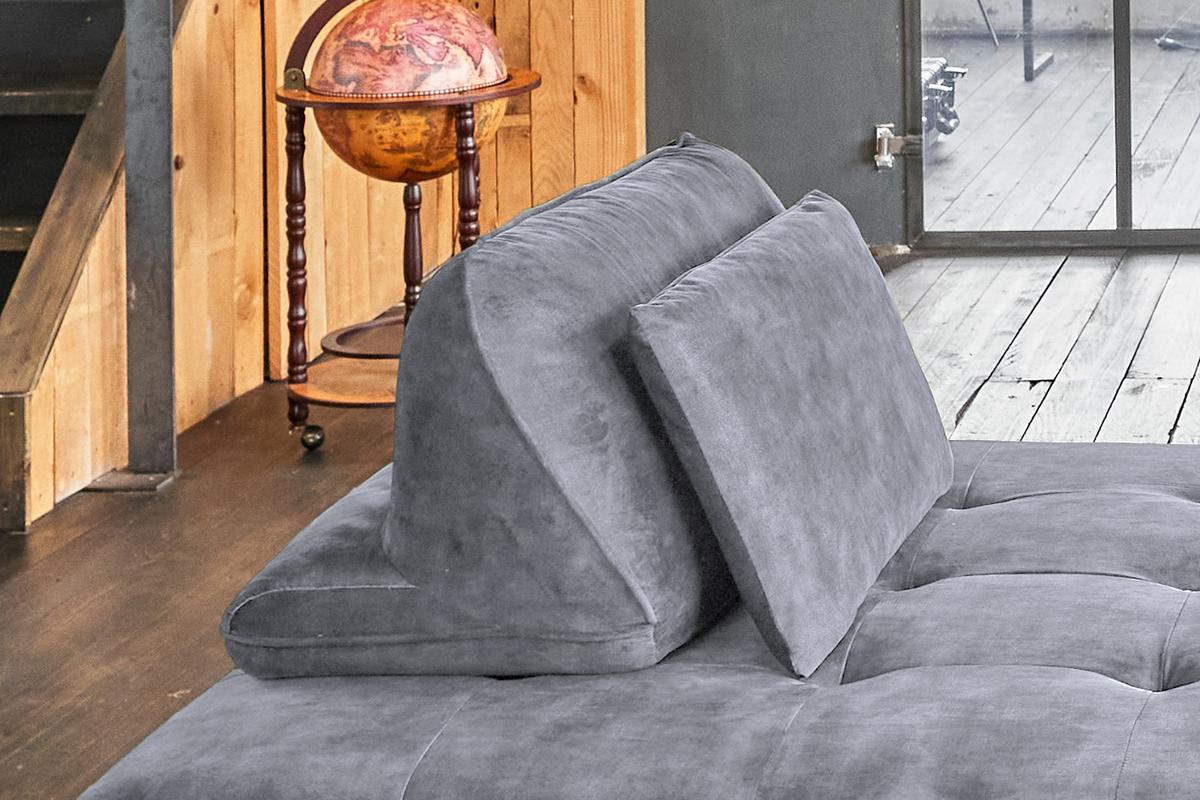 MODULSOFA MIT HOCKER WIOLO Grau Velvet - Silberfarben/Grau, Textil/Metall (350/80/350cm) - KAWOLA
