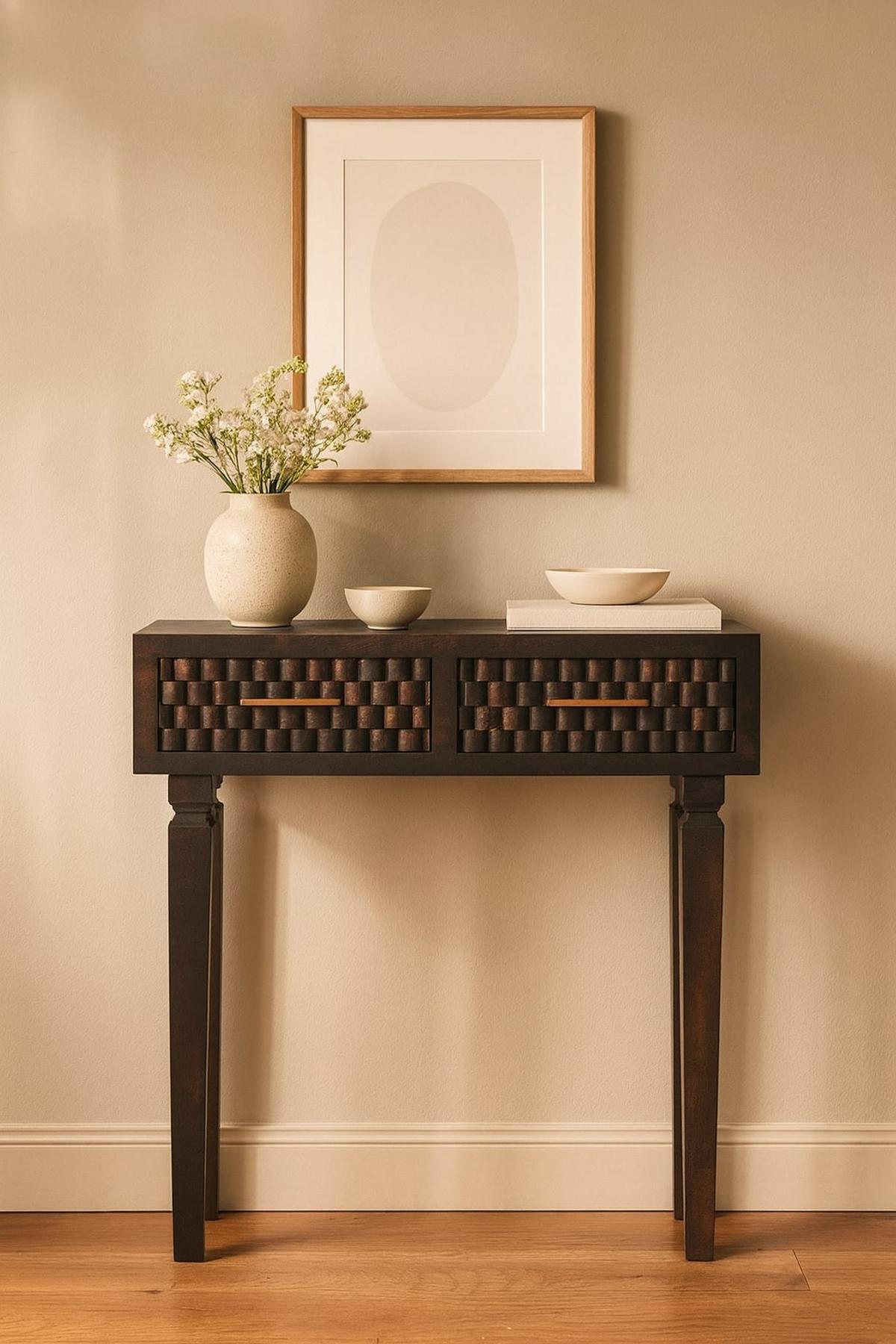 KONSOLENTISCH Rich-Velvet-Mocha-Finish, 2 Schubladen, Dunkelbraun - Dunkelbraun, Holz (80/35/82cm) - Artisan Furniture