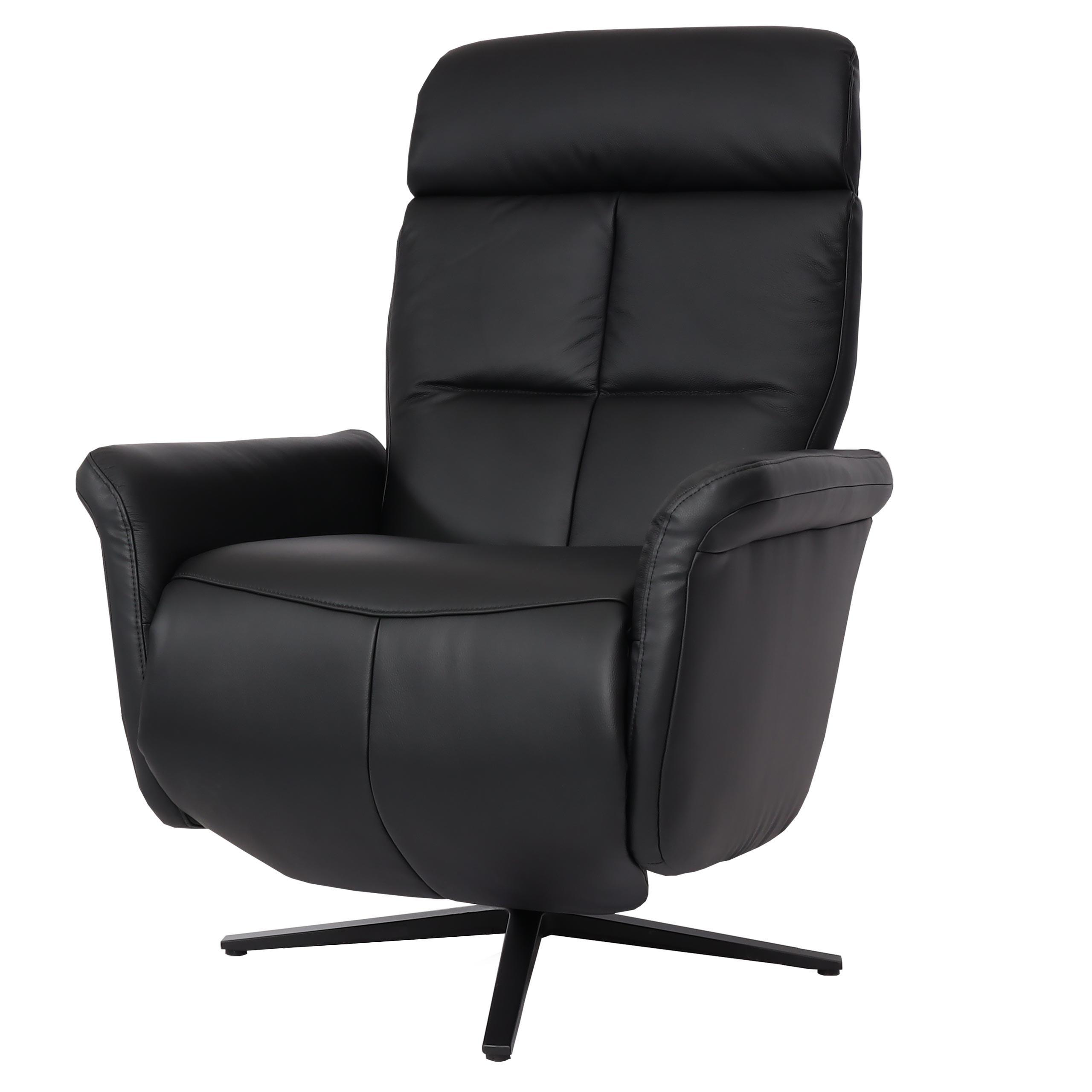 RELAXSESSEL Schwarz - Schwarz, Leder (76/110/153cm) - MCW