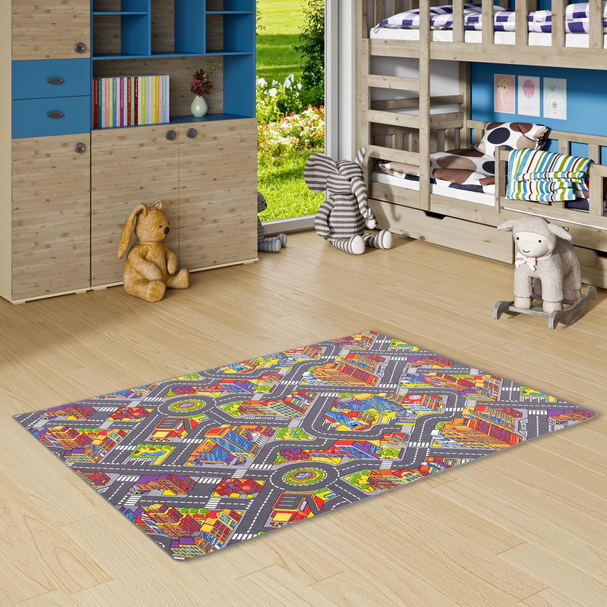 KINDER SPIEL TEPPICH STRASSENTEPPICH 3D BIG CITY - Multicolor, Textil (80/160cm) - Snapstyle