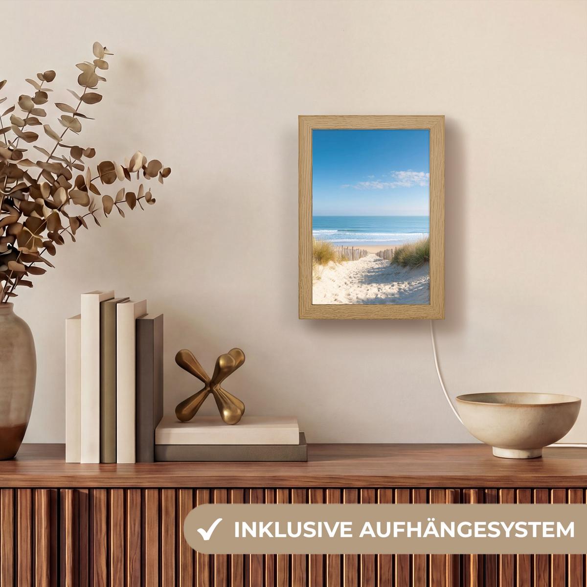 WANDLEUCHTE Strand - Meer - Düne - Sand - Sommer 15x20 cm - Sandfarben, Holzwerkstoff (15/20/8cm) - OnlyWow