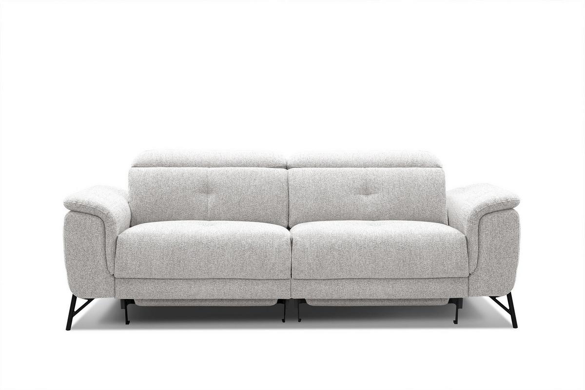SOFA AVENA 3-Sitzer mit 2 Relaxfunktionen, hellgrau - Hellgrau, Holzwerkstoff/Textil (204/80/108cm) - Wozimo