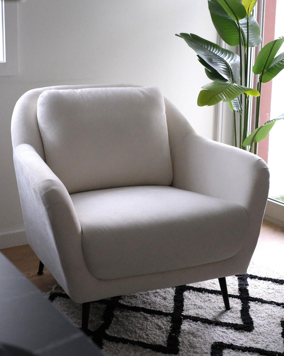 SESSEL Chenillegewebe Weiß Eiby - Weiß, Textil (84/80/90cm) - Beliani
