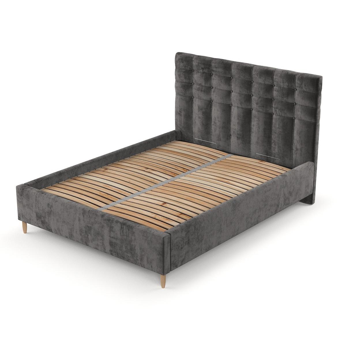 POLSTERBETT Soma 160/200 cm Anthrazit im Lotta Stoff - Anthrazit/Naturfarben, Holz/Holzwerkstoff (160/200cm) - AltaBeds
