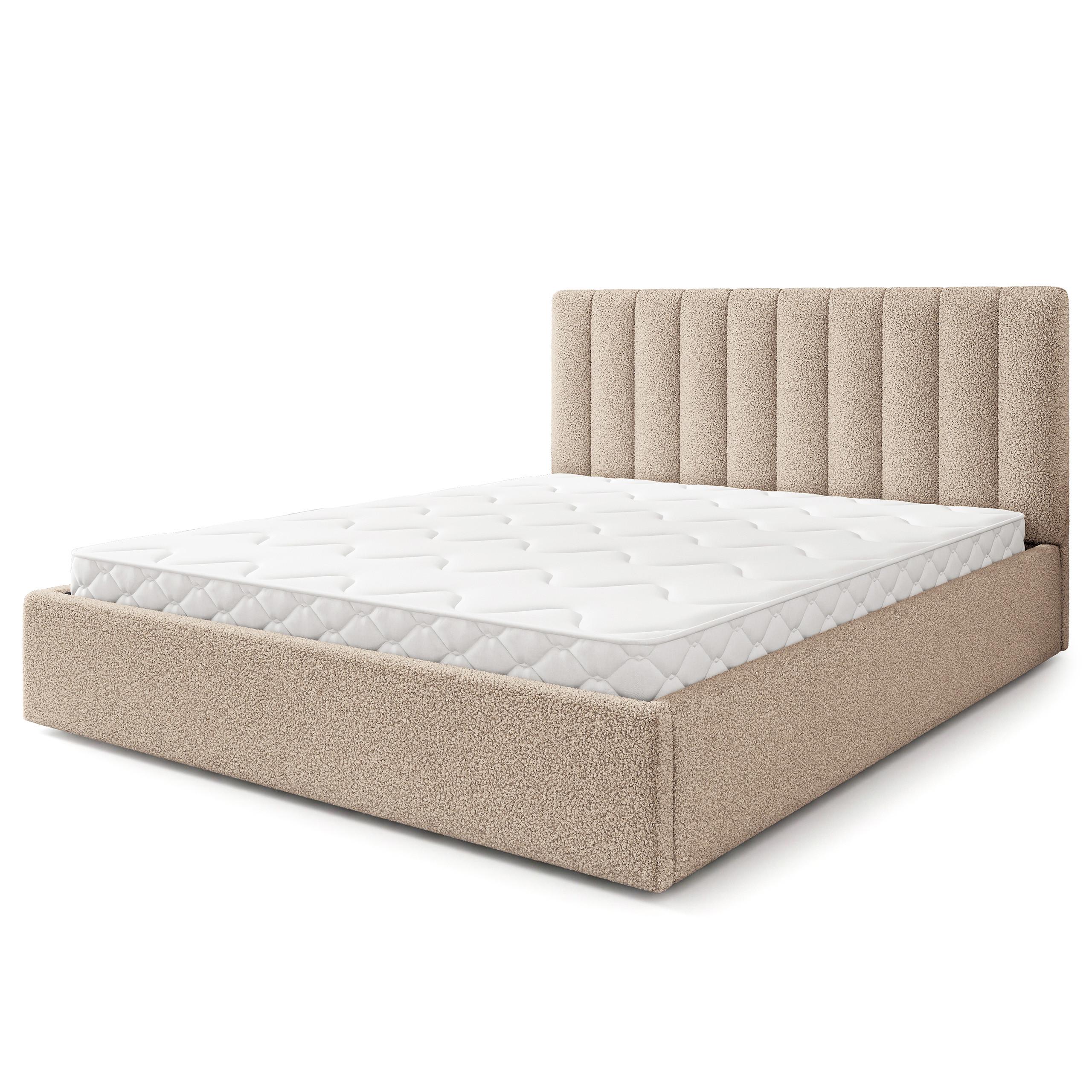 POLSTERBETT DEMERA Q 140x200 cm mit Bettkästen - Beige - Beige, Holz (140/200cm) - MASSENO