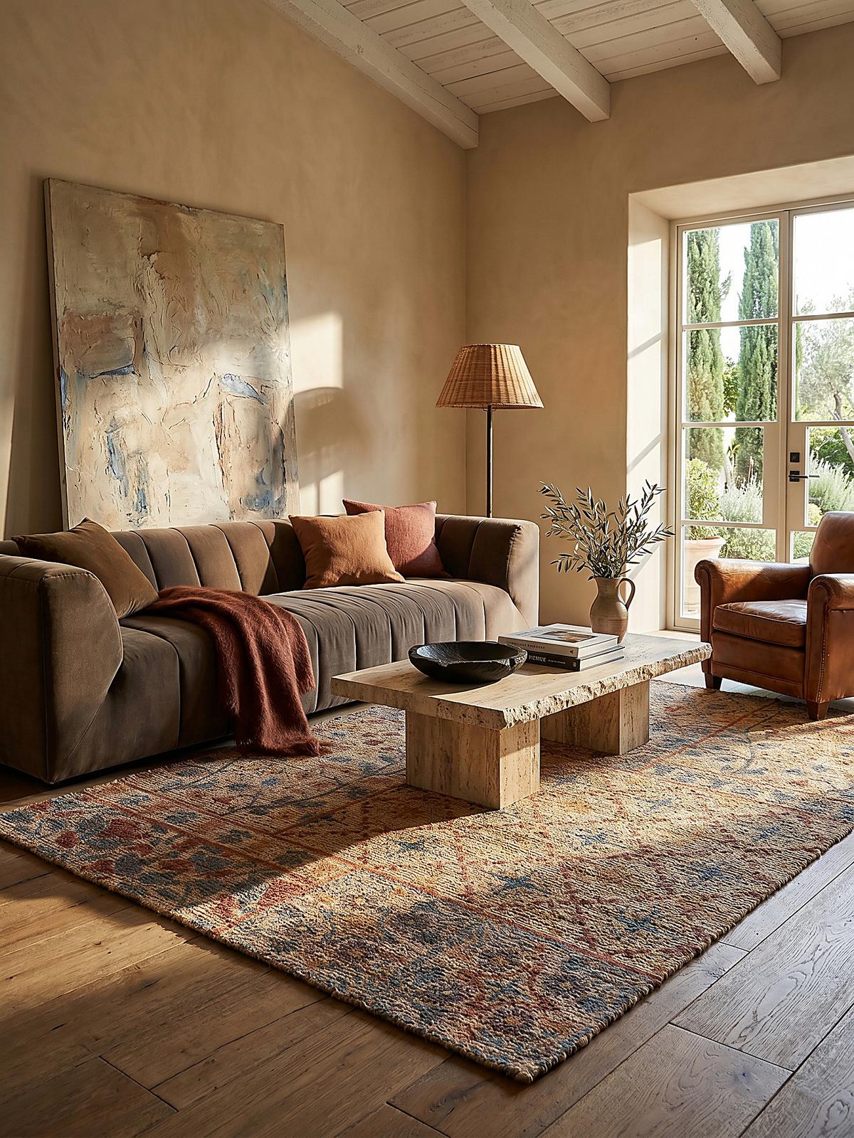 JUTETEPPICH handgewebt AVILL, im Boho-Stil, Natur-Blau, 200 x 290 cm - Beige, Textil (290/200cm) - KADIMA DESIGN