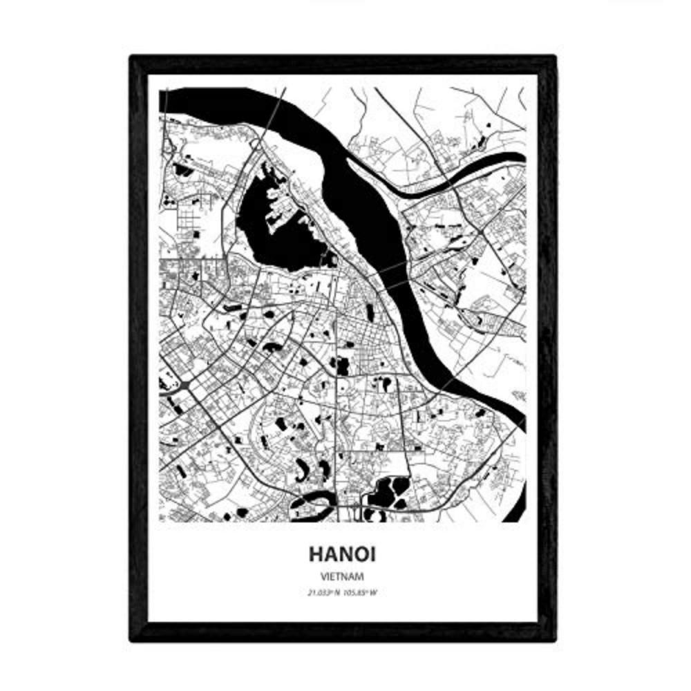 POSTER Karte Von Hanoi - Vietnam A4 Rahmenlos - Klar, Papier (29.7/5/21cm) - Nacnic