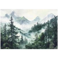 FOTOTAPETE Wald im Nebel Wohnzimmer Vlies Tapete 200x140 - Multicolor, Papier (200/140cm) - Wallarena