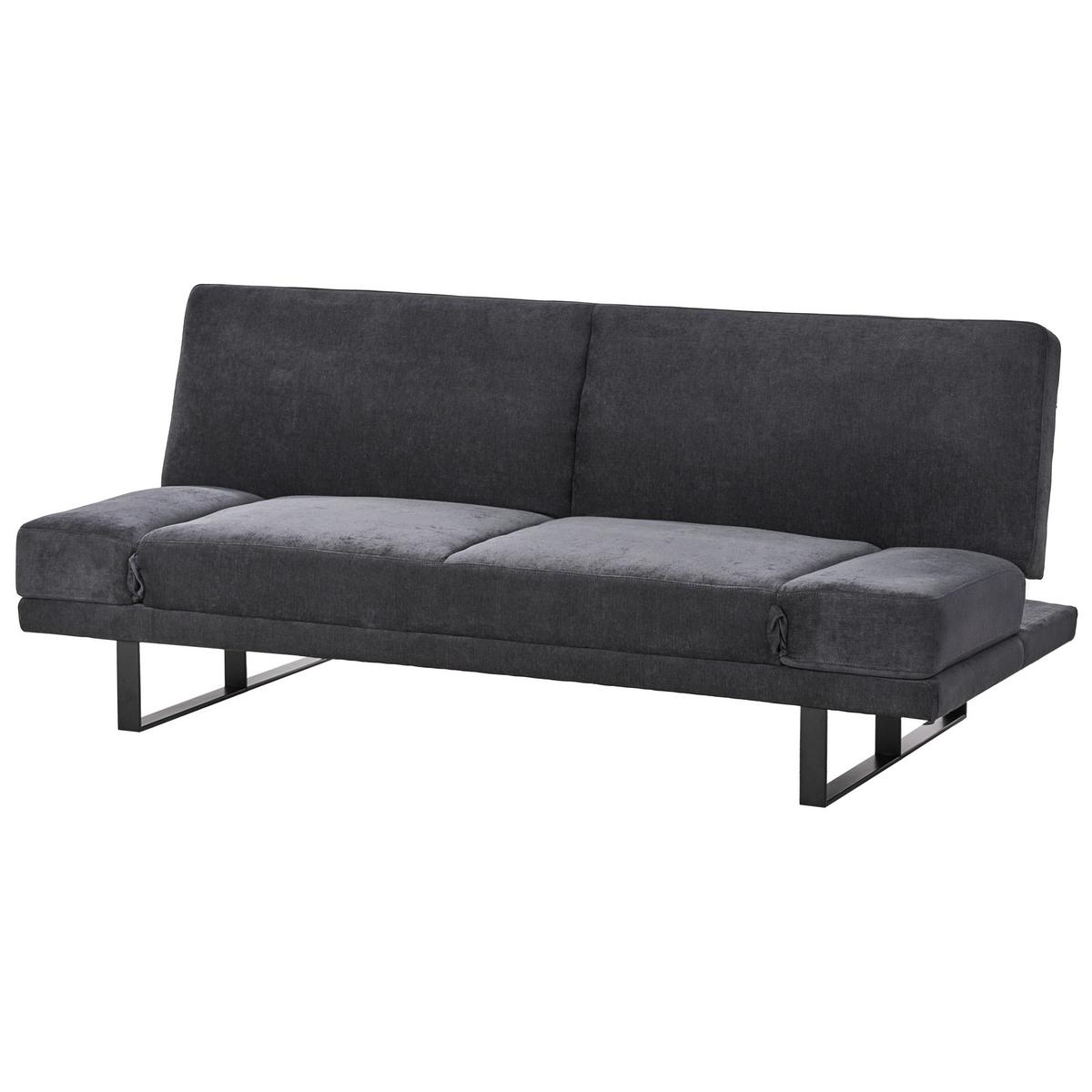 SCHLAFSOFA 2-Sitzer Chenillegewebe Schwarz York - Schwarz, Textil (190/81/89cm) - Beliani