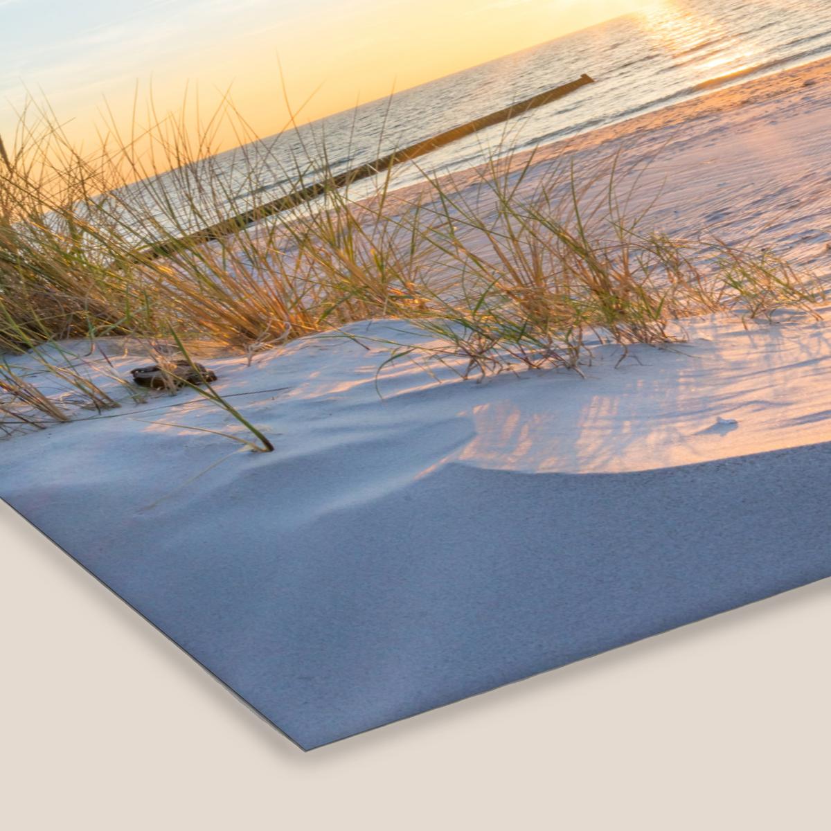 POSTER MIT RAHMENGERAHMTES BILD Strand - Sonne - Düne - Gras - Sand - Horizont 60x40 cm - Hellblau, Papier (60/40cm) - MuchoWow