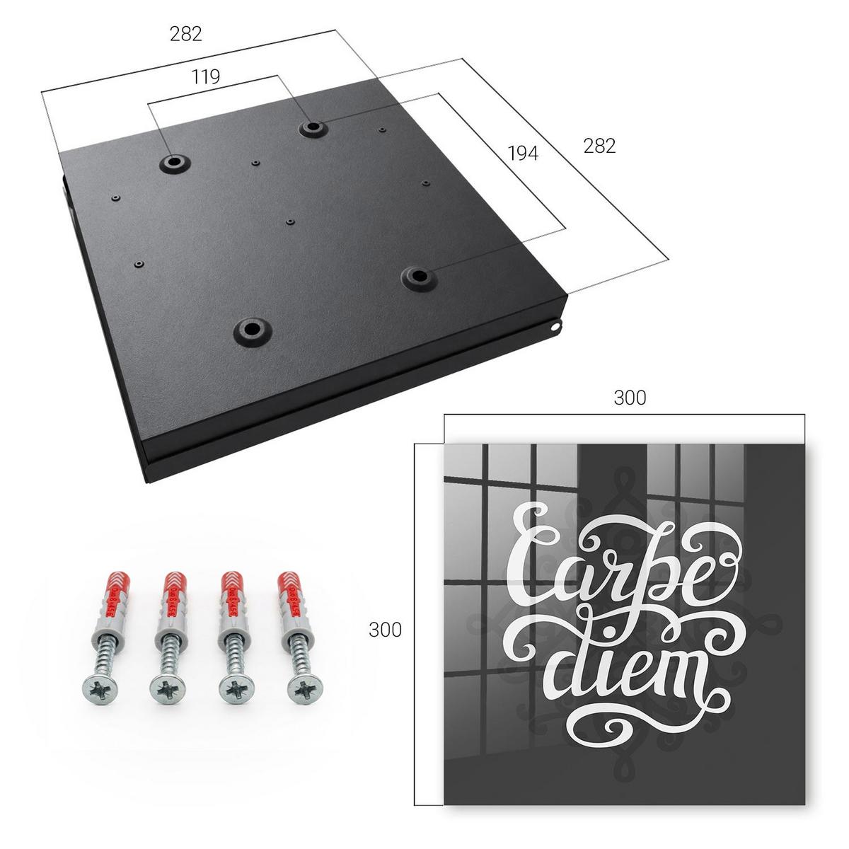 SCHLÜSSELBOX Schwarz 30x30 cm- Türöffnung nach rechts - nutze den Tag - Schwarz, Metall (30/30/5cm) - TULUP