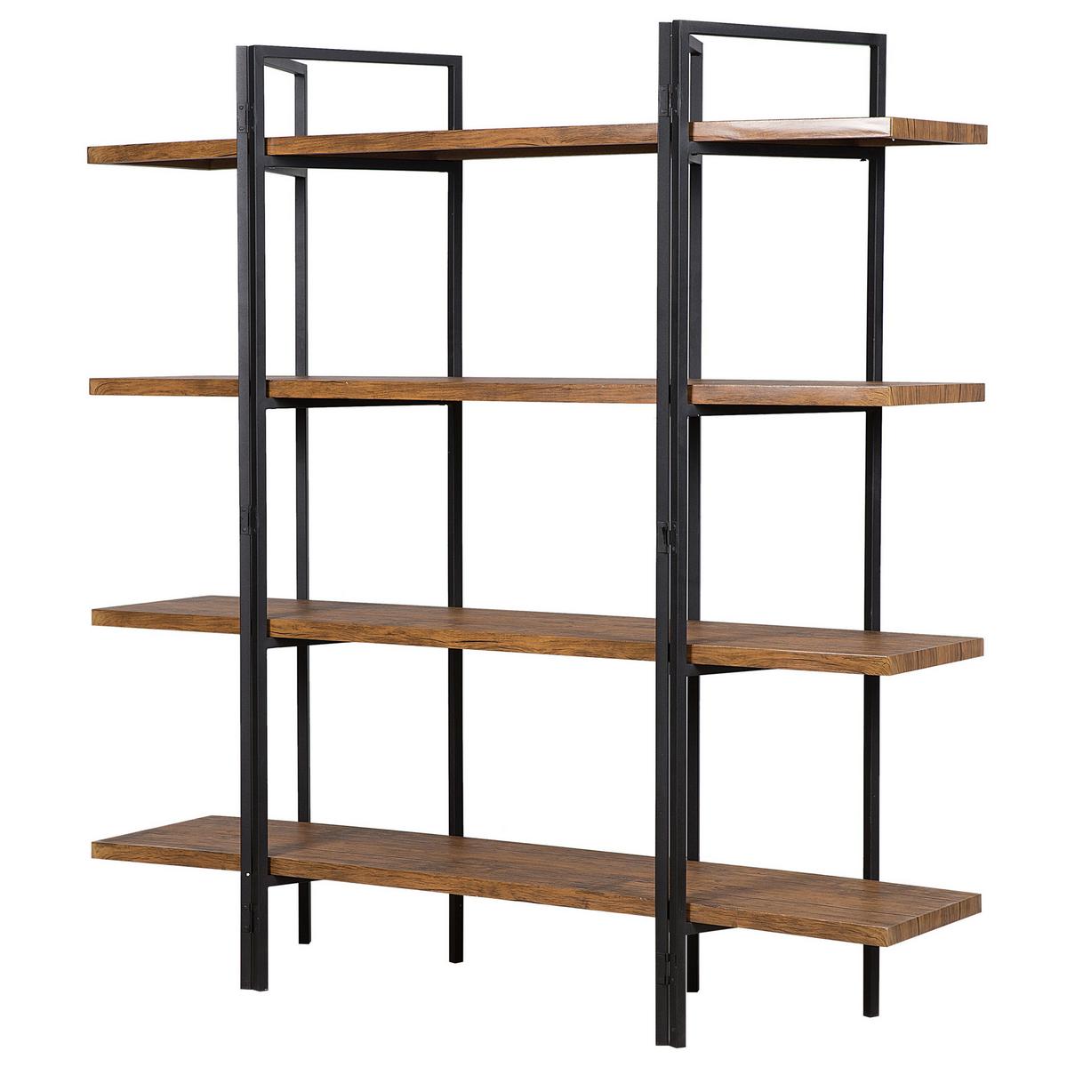 BÜCHERREGAL 4 Fächer Compton - Dunkelbraun, Holzwerkstoff (160/165/36cm) - Beliani