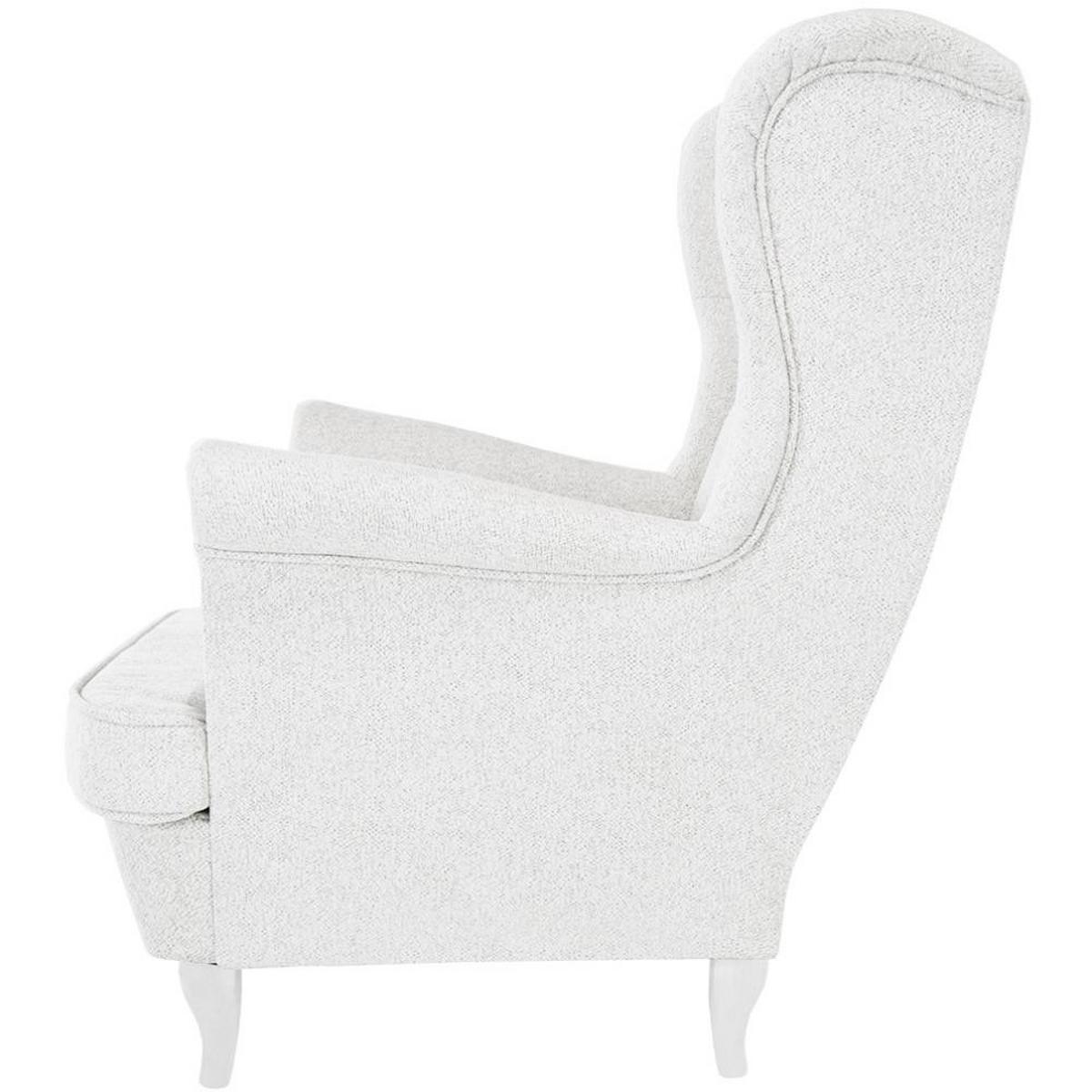 CHESTERFIELD-SESSEL Falco hellbeige mit Weiß Holzbeinen - Beige/Weiß, Holz/Textil (82/102/92cm) - Beautysofa