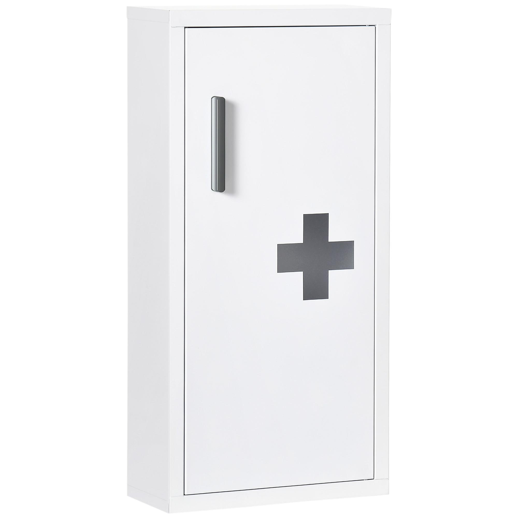 MEDIZINSCHRANK, Erste Hilfe , mit 3 Innenfächern, Magnetverschluss, Stahl, Weiß - Weiß, Metall (12/60/30cm) - Kleankin