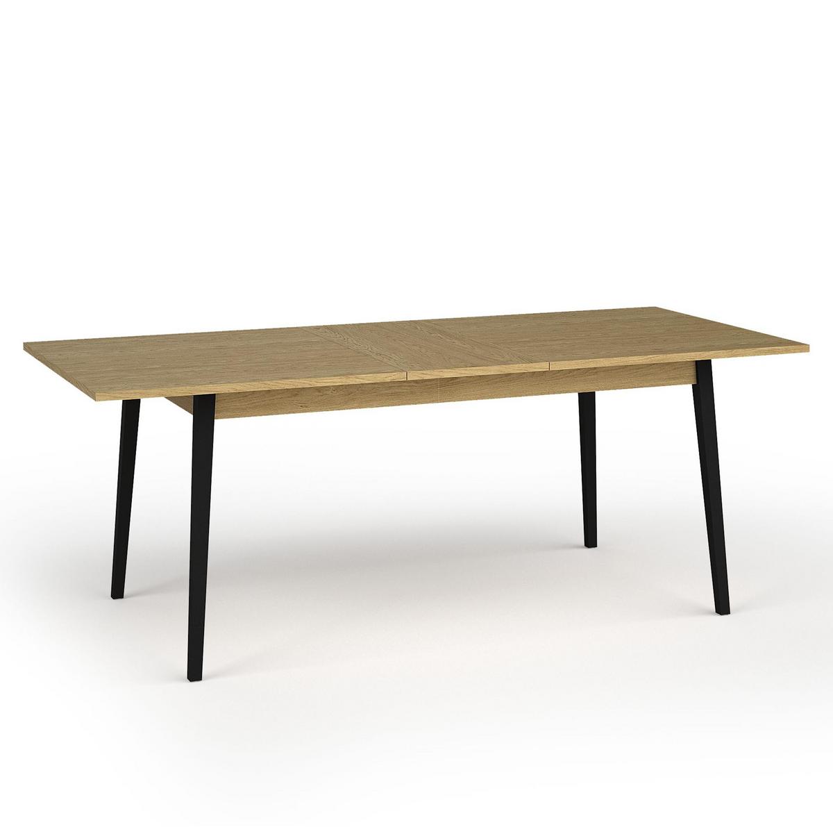 ESSTISCH Brunelli Eiche Baltic 200/80/90 cm – für 6 Personen - Eichefarben/Schwarz, Holzwerkstoff/Metall (90/200/80cm) - AX Living