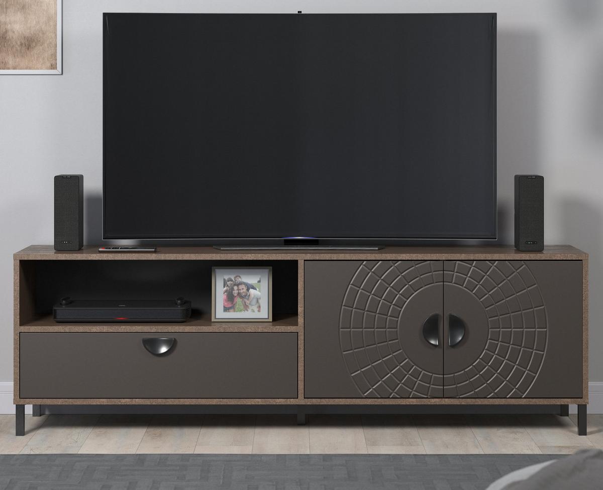 TV-LOWBOARD Bronze und Rostoptik 183 cm, TV Unterteil mit Soft-Close - Rostfarben/Schwarz, Holzwerkstoff/Metall (183/55/40cm) - Top.Furn