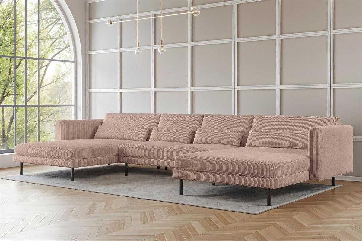 WOHNLANDSCHAFT Agada In Poso - Rosa, Holzwerkstoff/Textil (391/83/174cm) - Fun Möbel