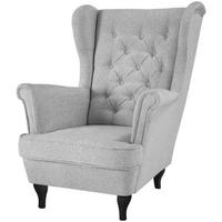 CHESTERFIELD-SESSEL Falco hellgrau mit Wenge Holzbeinen - Silberfarben, Holz/Textil (82/102/92cm) - Beautysofa